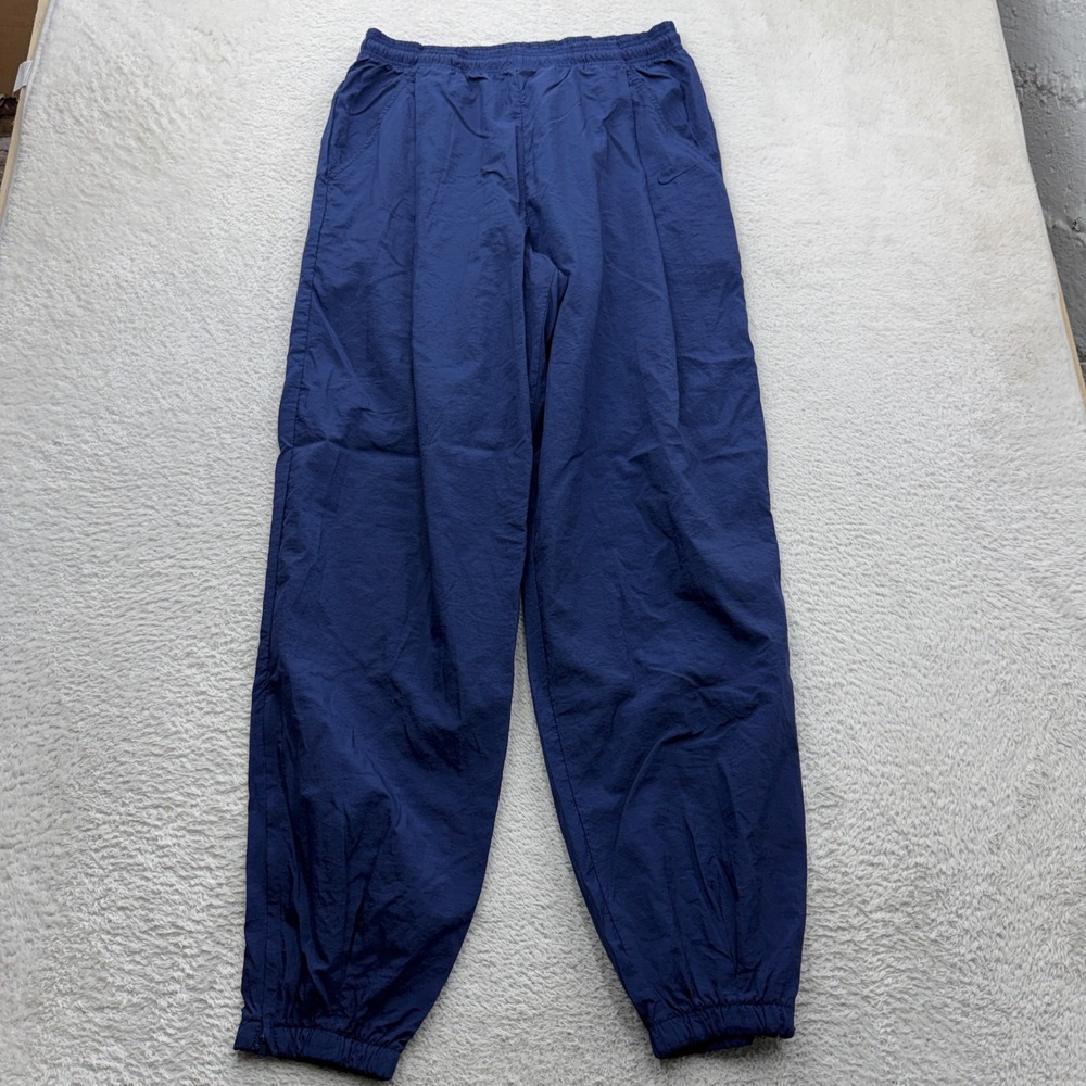 Vintage Nike Navy Blue Nylon Windbreaker Track Pants Mens XL Embroidered Swoosh